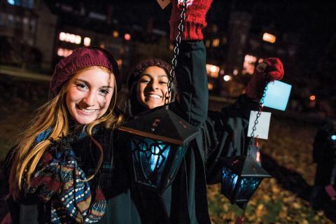 Students on lantern night